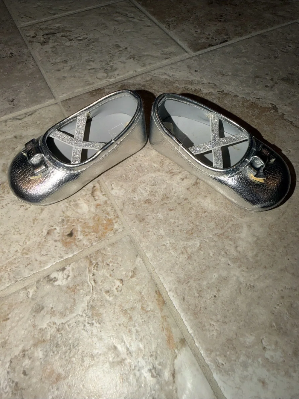 Janie and Jack Silver baby’s Ballet Flats with Glitter Straps
